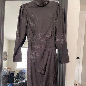 Black turtle neck silk dress